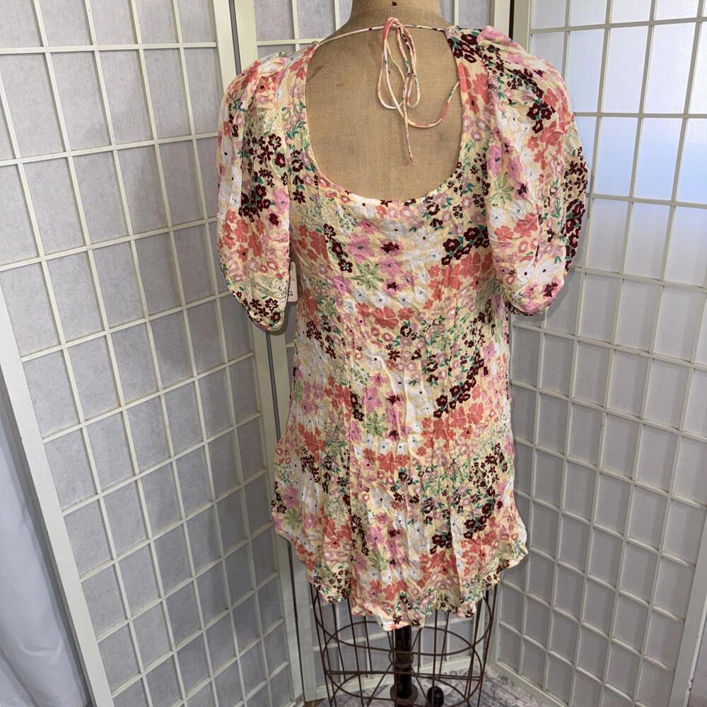 Free People Callie Floral‎ Fairy Boho Peasant Cottagecore Tunic Top Blouse Small - Picture 4 of 15